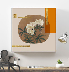 新中式宋画花鸟爱马仕橙装饰画