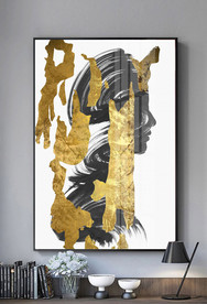 笔刷金箔美女抽象装饰画