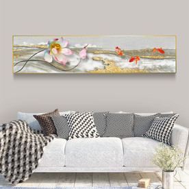 新中式金箔荷花年年有余装饰画