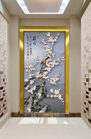 原创玄关梅花花鸟装饰画壁画