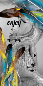 蓝色羽毛欧美美女英文玄关