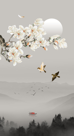 工笔花鸟画 玄关花鸟装饰画