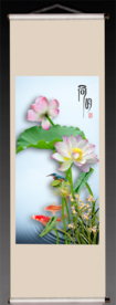 原创荷花鲤鱼挂画装饰画背景墙