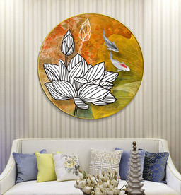 新中式线条荷花金鱼荷韵装饰画