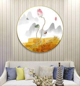 新中式水墨花鸟笔刷晶瓷装饰画