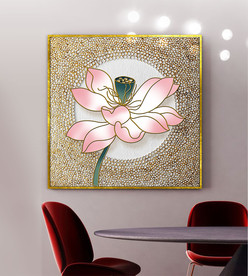 现代简约金箔荷花线条立体装饰画