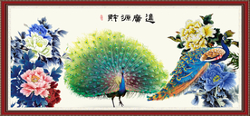 孔雀牡丹图