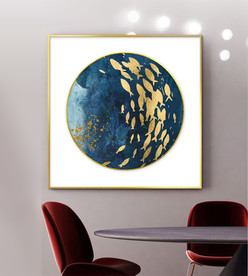 新中式金箔金鱼装饰画