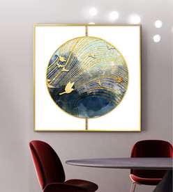 新中式金箔线条飞鸟装饰画