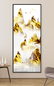 金山瀑布流水生财抽象金箔装饰画