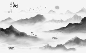 天地山水中国风画 TIF分层