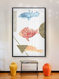 手绘金鱼小清新装饰画