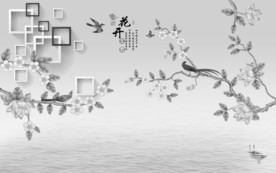 花鸟山水画中国风 TIF分层