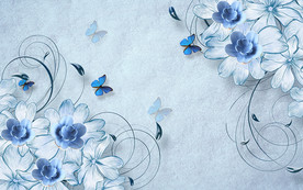 唯美蝶恋花电视背景墙