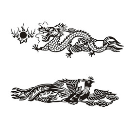 龙凤雕刻图案CDR矢量图PNG