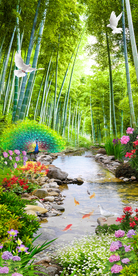 竹林小溪风景玄关