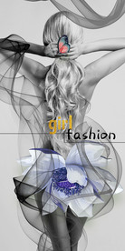 蓝色花朵时尚美女线条玄关