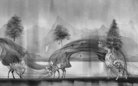 麋鹿北欧背景墙画 TIF分层