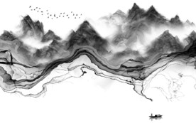 简约 山水中式大画 TIF分层