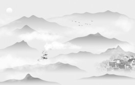 现代 爆款 山水画 TIF分层