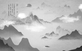 简约背景山水画 TIF分层