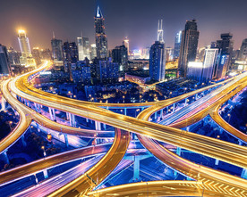 上海城市交通夜景背景墙