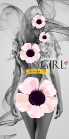 时尚女孩烟雾花朵装饰画玄关