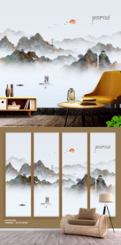 江南水乡 山水画 水墨画