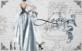 个性砖墙婚纱欧式花纹工装背景墙