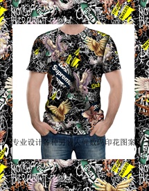 潮牌男装数码印花设计图案