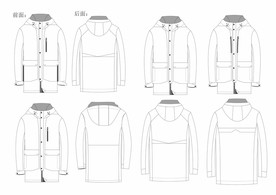 正反面羽绒服款式图模板