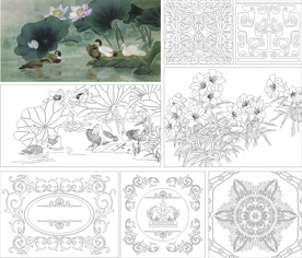 艺术玻璃荷水鸭刻绘