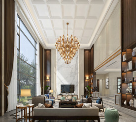 中空别墅客厅室内设计效果图