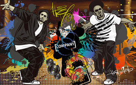 个性涂鸦嘻哈街舞酒吧工装背景墙