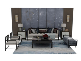 中式沙发组3d模型