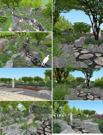 园林石头路模型