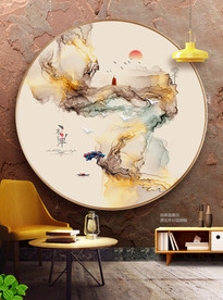 圆框画 圆形装饰画 新中式