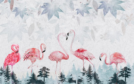 火烈鸟装饰高清墙画 TIF分层