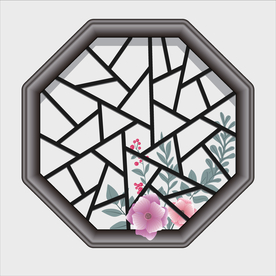 矢量图背景素材中国风多边形窗