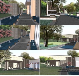 中式别墅庭院SU