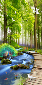 小溪树林风景玄关