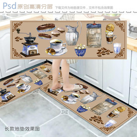 欧式复古咖啡杯长款地垫