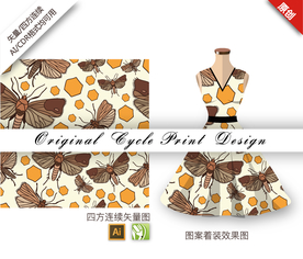 矢量蜜蜂蜂巢四方连续