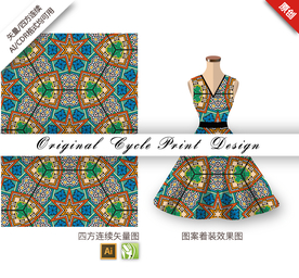 矢量抽象方型花型