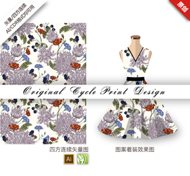 矢量清新菊花四方连续