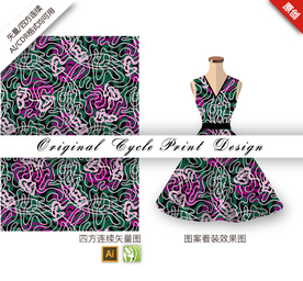 抽象线条色块四方连续