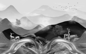 中国风山水新水墨画 TIF分层