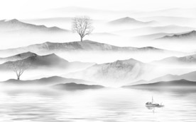 新中式山水新水墨画 TIF分层