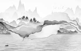 中式山水新水墨画 TIF分层