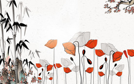 抽象荷花背景墙